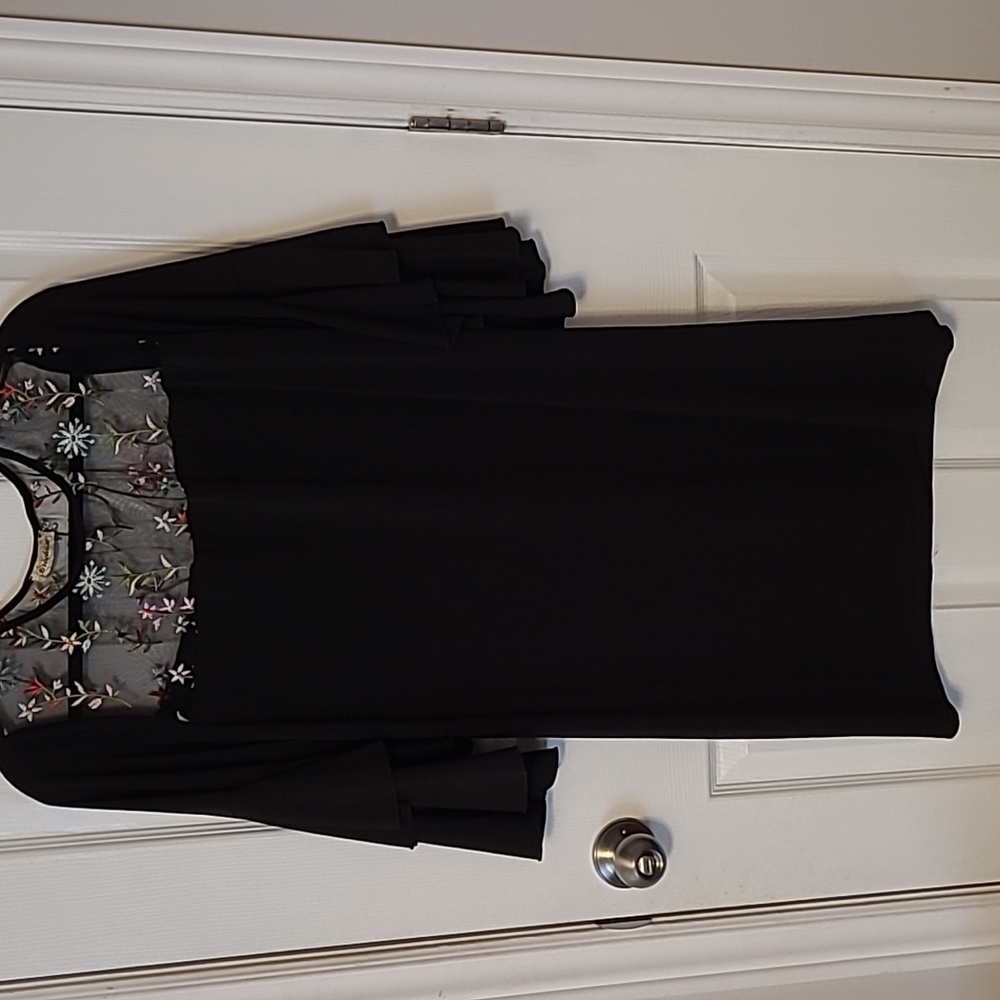 Beautiful Black Short dress 1X with mesh neckline